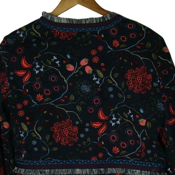 LOFT Primavera Strawberry Floral Fringe Blazer Size 14 - Picture 7 of 12